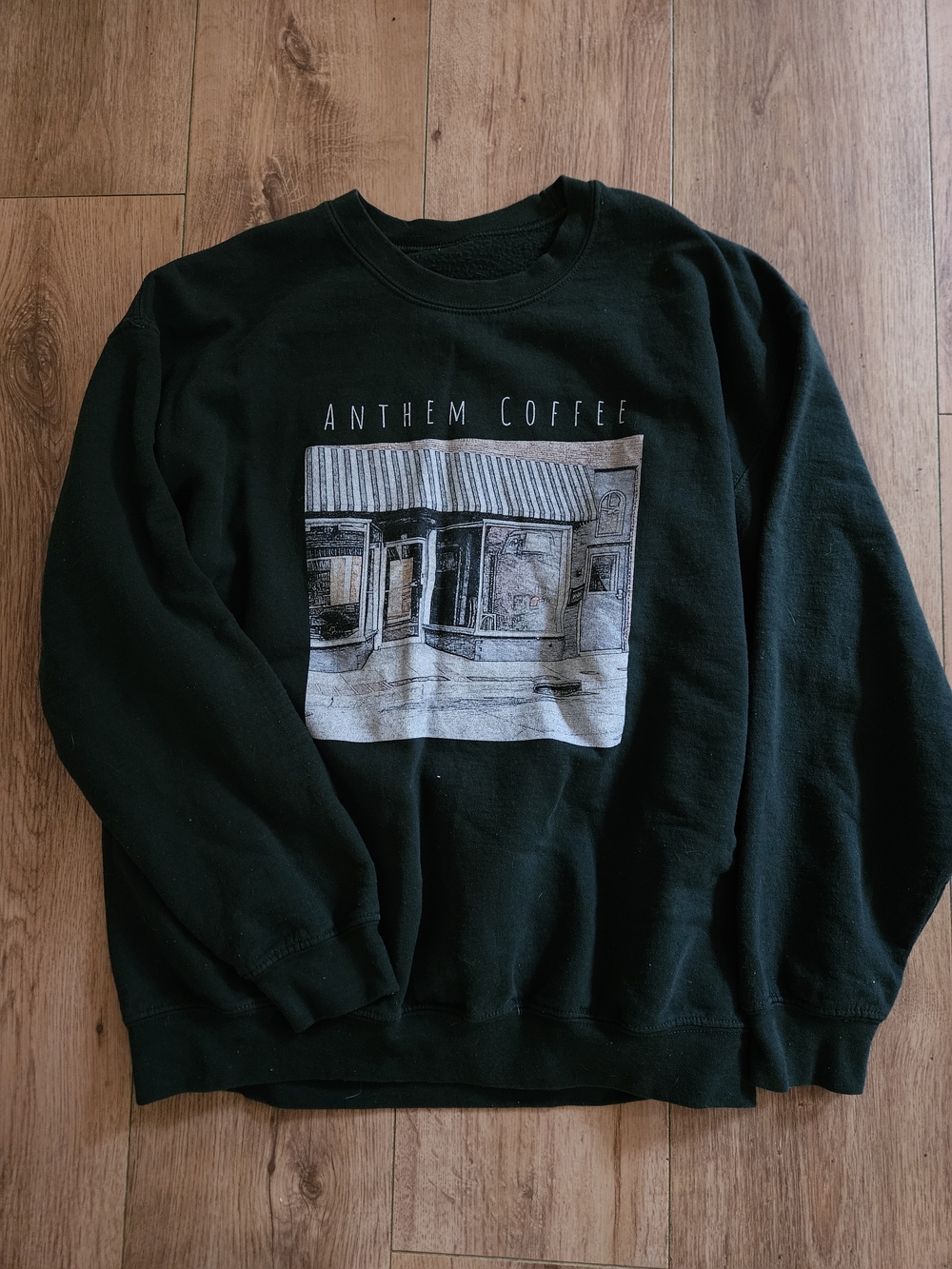 Anthem Coffee Forest Green Graphic Crew Sweatshirt